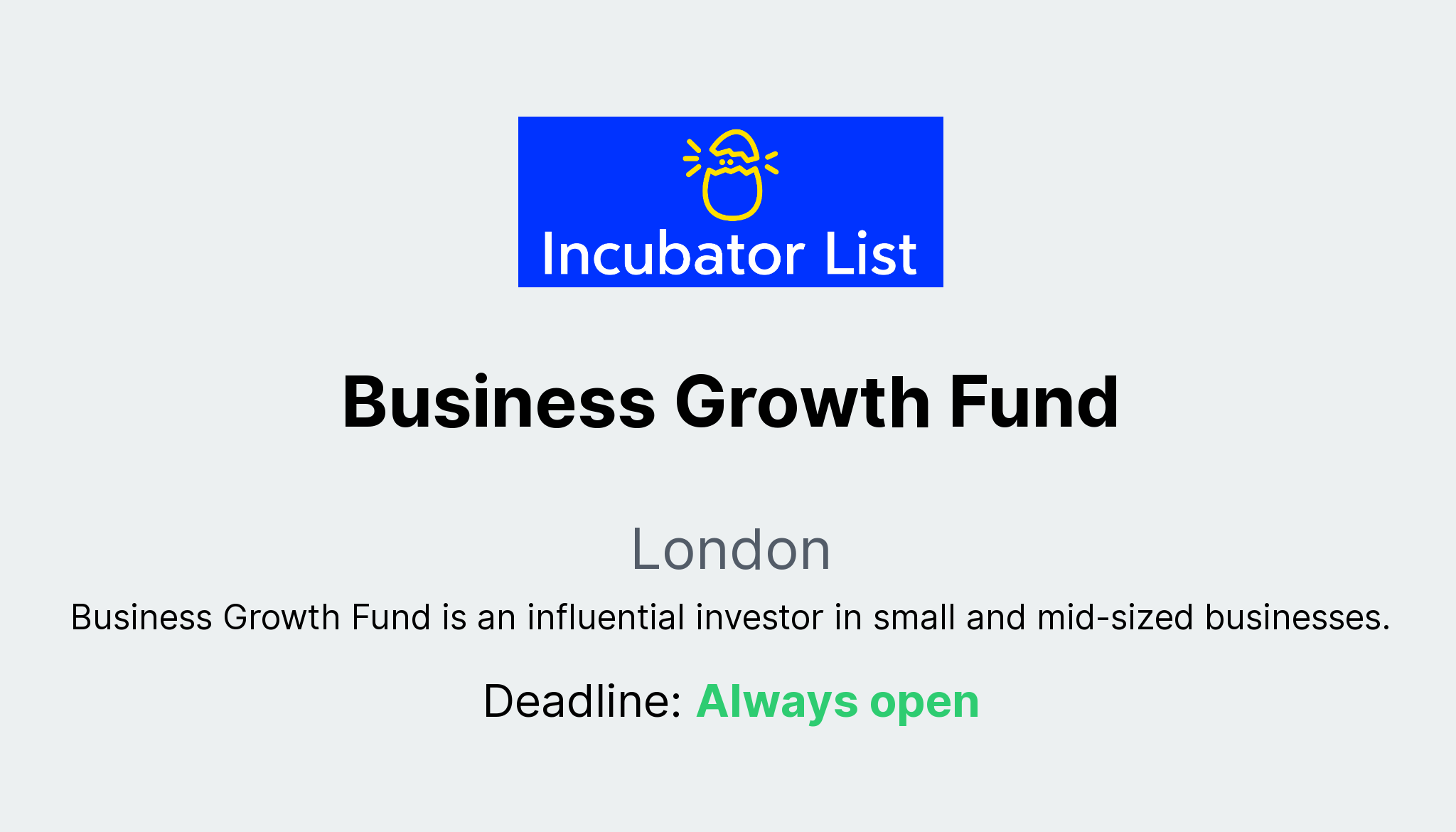 Business Growth Fund Key Information